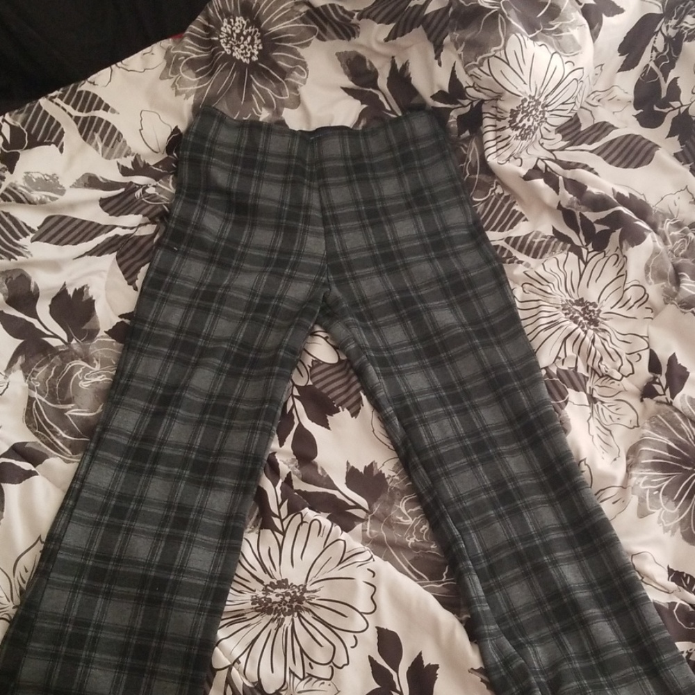High waist flannel pants